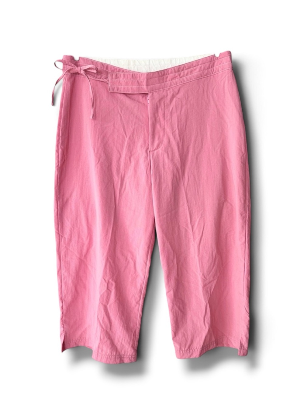 Vintage 90s Danskin Pink Tie Waist Capris Track Pants Joggers Sz Small